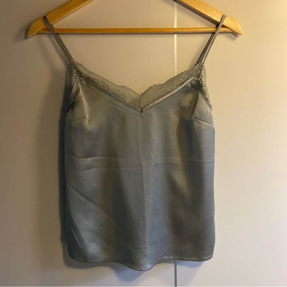 Abercrombie & Fitch Olive Lace-Trimmed Top